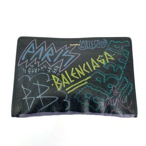 Balenciaga Leather Clutch Bag Black Multicolor